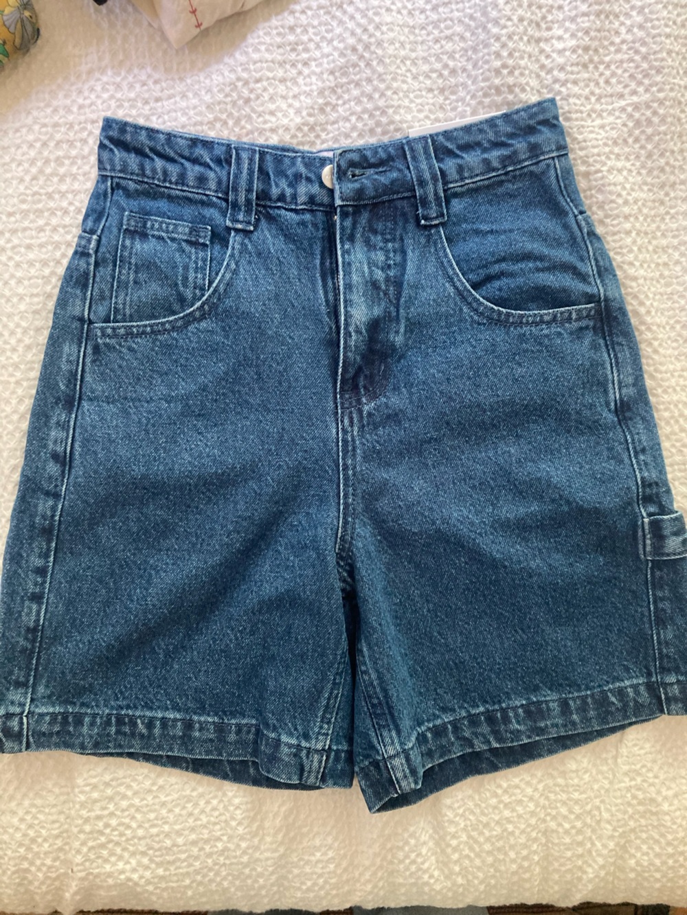Afends Mid Blue High-Rise Denim Shorts - Picture 4 of 6